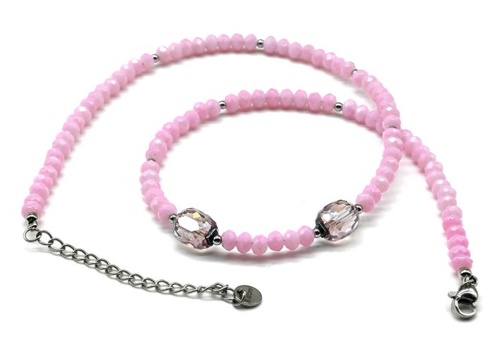 Zircon choker rondel 4mm rose color, 40cm