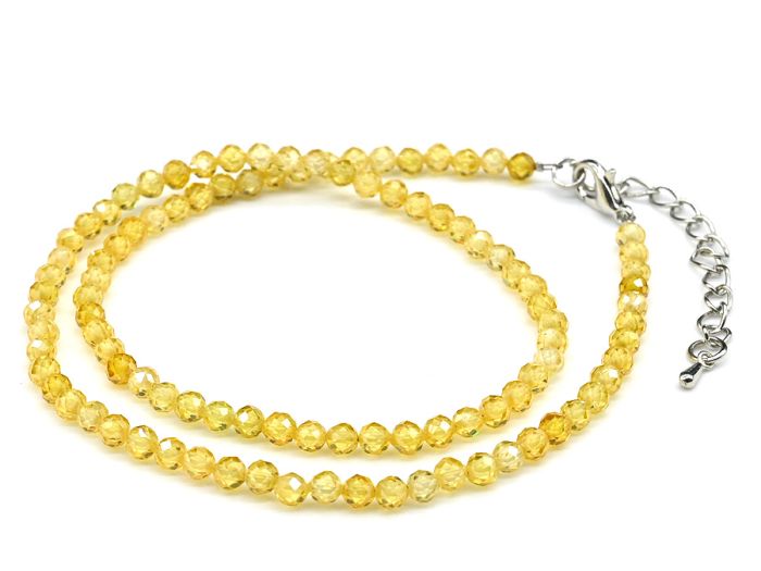 Choker made of cubic zirconia ball 4mm, yellow, 40.5cm