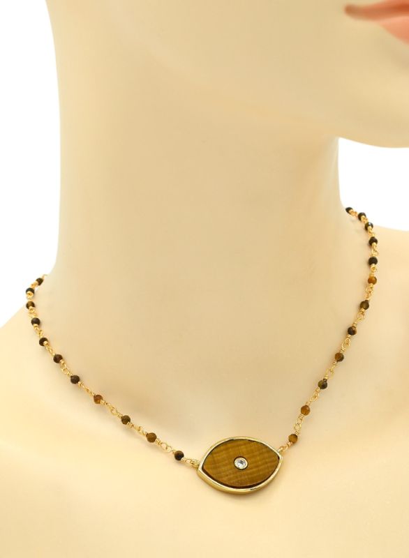 Eye pendant 27*18mm on a tiger eye choker, 40cm