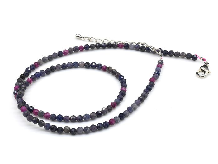 Choker made of ruby and sapphire ball 3.5mm, 41cm