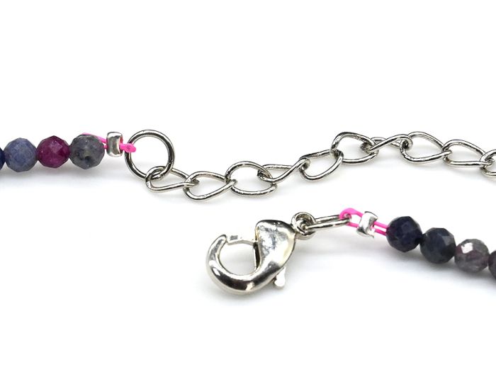 Choker made of ruby and sapphire ball 3.5mm, 41cm