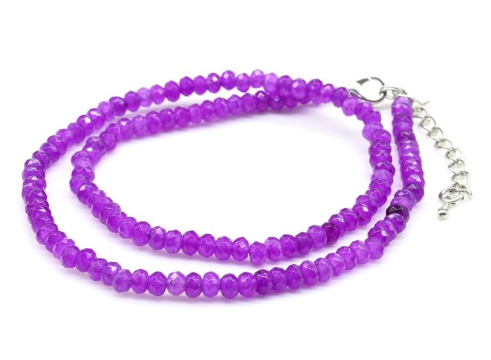 Rondel calcite choker 4*3mm, purple color, 40.5cm