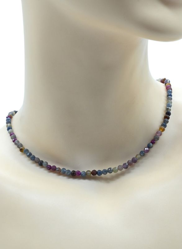 Choker made of sapphire multi ball 4mm, 39.5cm