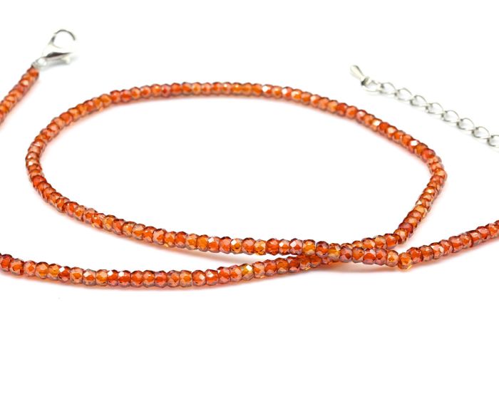 Rondel cubic zirconia choker 3*2mm, orange color, 41cm