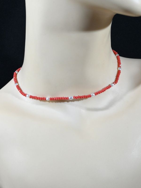 Zircon choker with Majorca rondel 3*2mm floral, 37cm